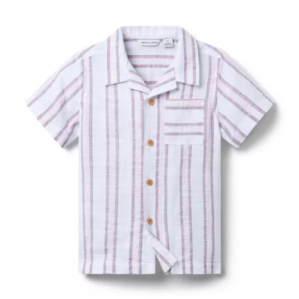 Janie and jack Striped Kids Shirt - White and blue 6